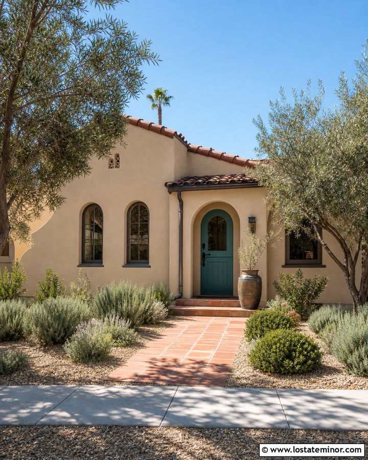 Beige Spanish House With Teal Dutch Door - 30 Beige House Design With Dutch Door Ideas