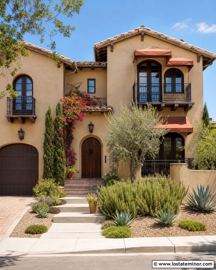 Beige Spanish House With Terracotta Awnings - 30 Beige House Design With Awning Ideas