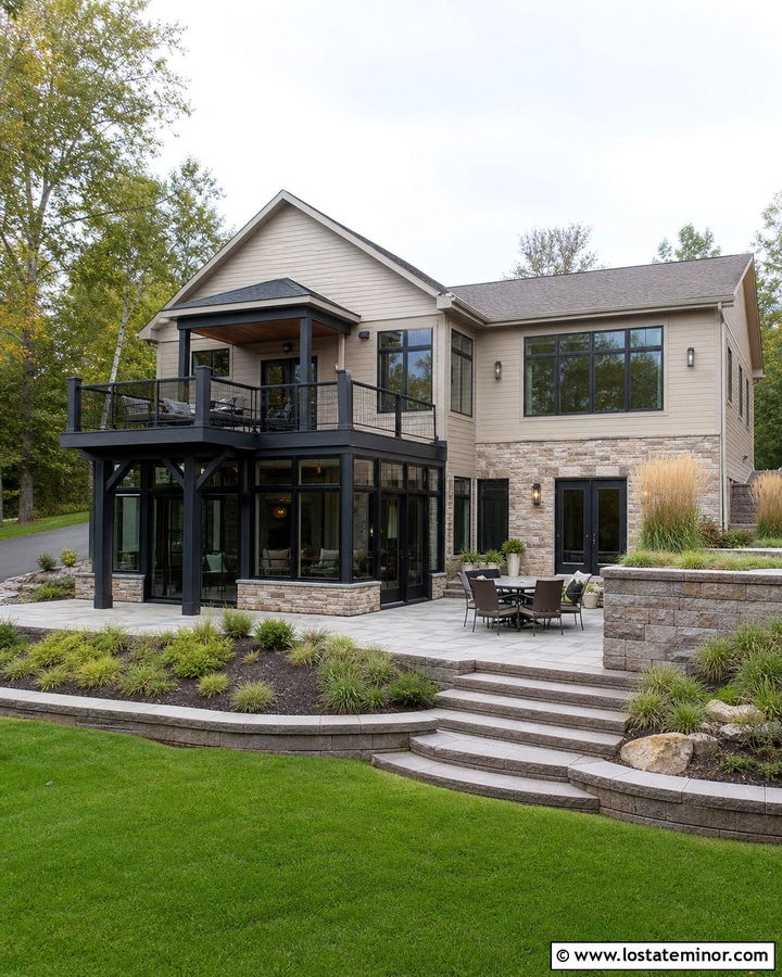 Beige Split Level House With Lower Sunroom - 30 Beige House Design With Sunroom Ideas
