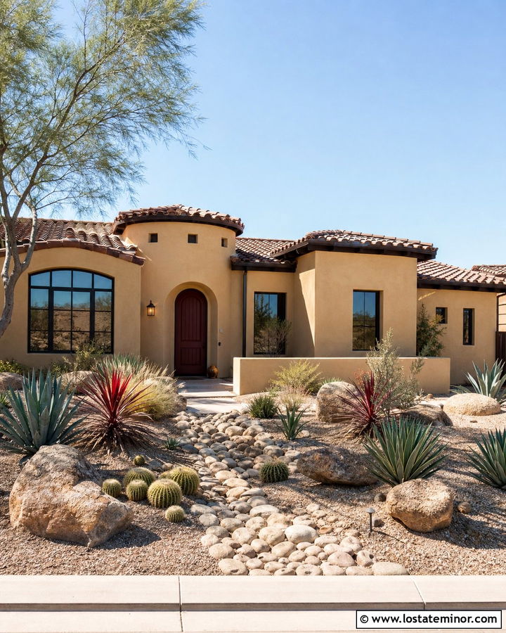 Beige Stucco House With Desert Landscaping - 30 Beige House Design With Landscaping Ideas