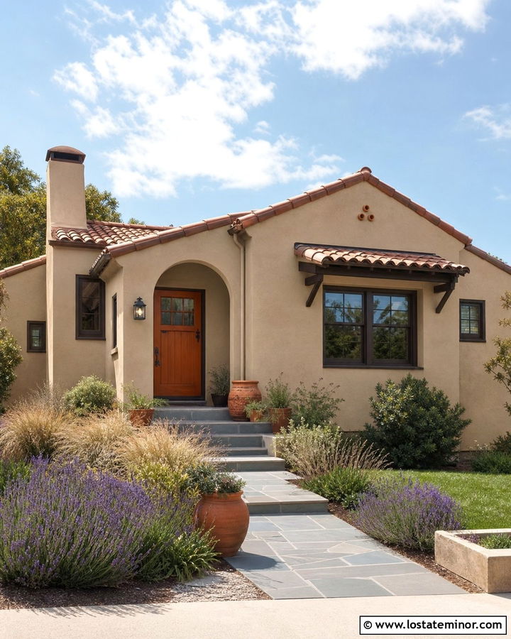 Beige Stucco House With Orange Dutch Door - 30 Beige House Design With Dutch Door Ideas