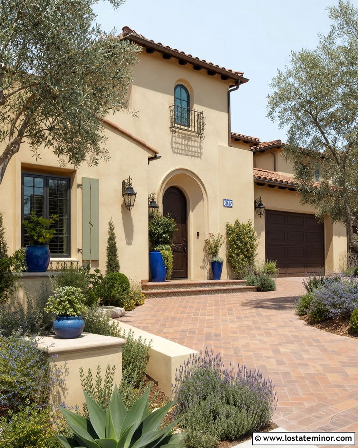 Beige Stucco House With Tile Address Plaque - 30 Beige House Design With House Numbers Ideas