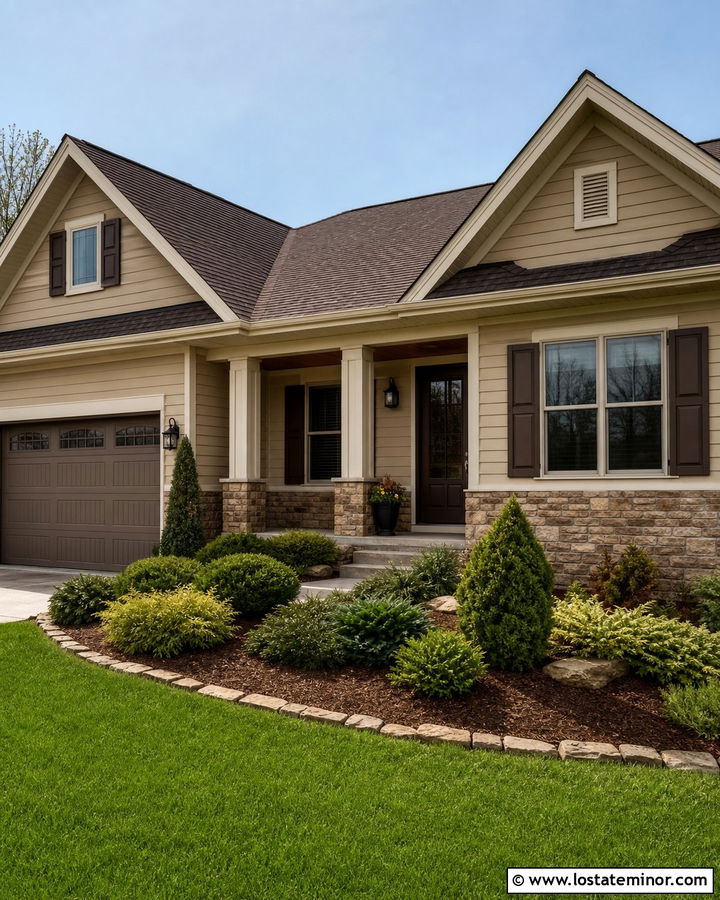 Beige Taupe House With Brown Storm Door - 30 Taupe House Design With Storm Door Ideas