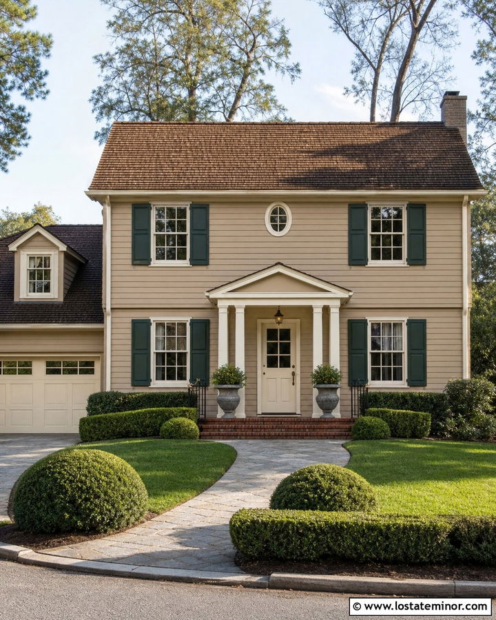 Beige Traditional House With Cream Dutch Door - 30 Beige House Design With Dutch Door Ideas