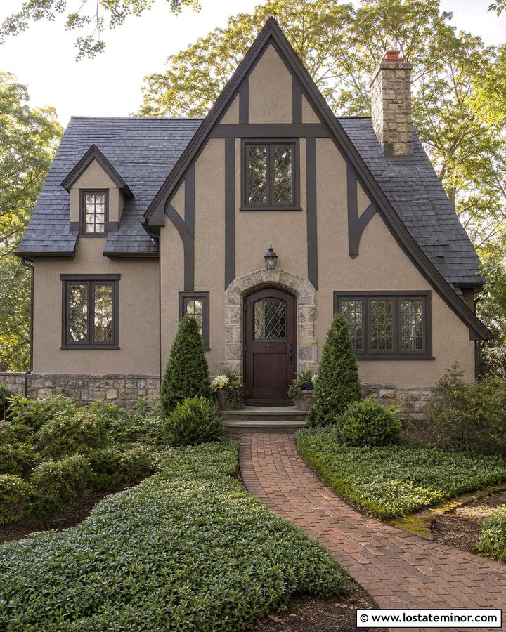 Beige Tudor With Dark Brown Dutch Door - 30 Beige House Design With Dutch Door Ideas