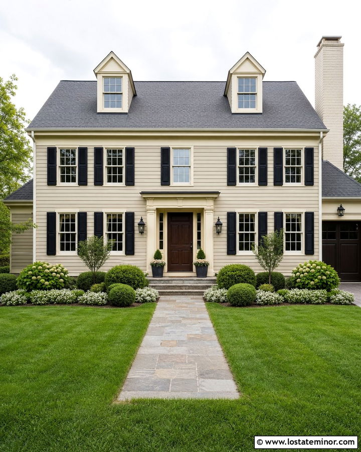 Beige Two Story House With Retractable Screen Door - 30 Beige House Design With Screen Door Ideas