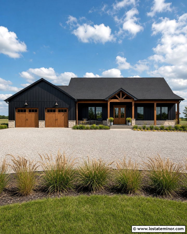 Black Barndominium With Shingle Roof - 30 Black House Design With Shingles Ideas