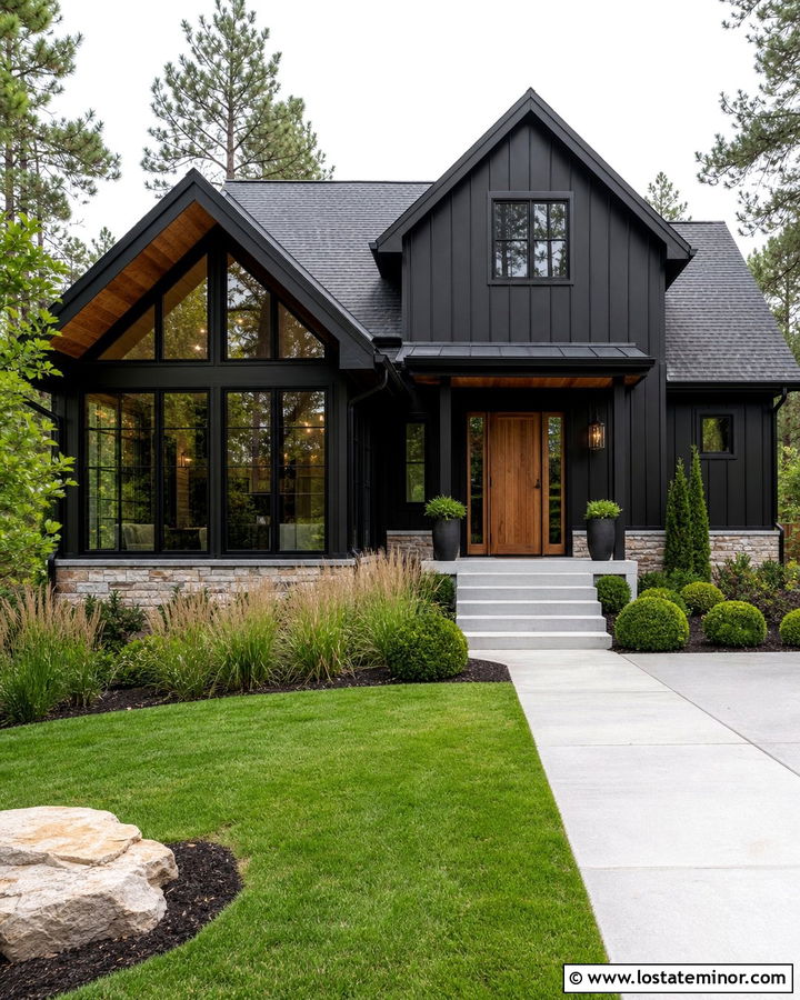 Black Board And Batten House With Sunroom - 30 Black House Design With Sunroom Ideas