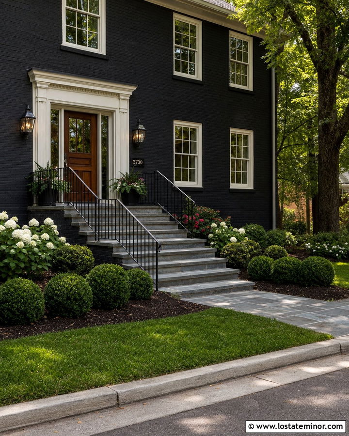 Black Brick House With Bluestone Steps - 30 Black House Design With Steps Ideas