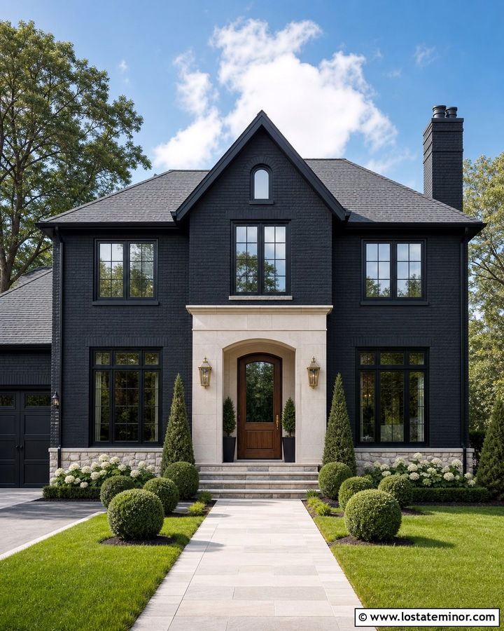 Black Brick House With Charcoal Shingles - 30 Black House Design With Shingles Ideas
