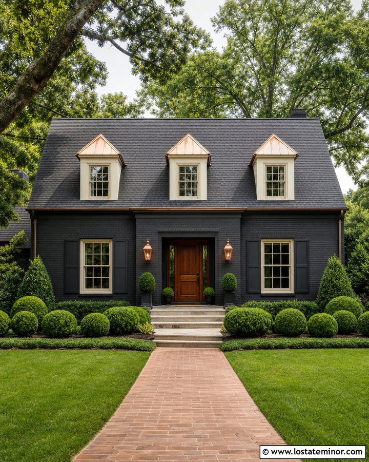 Black Brick House With Copper Dormers - 30 Black House Design With Dormers Ideas