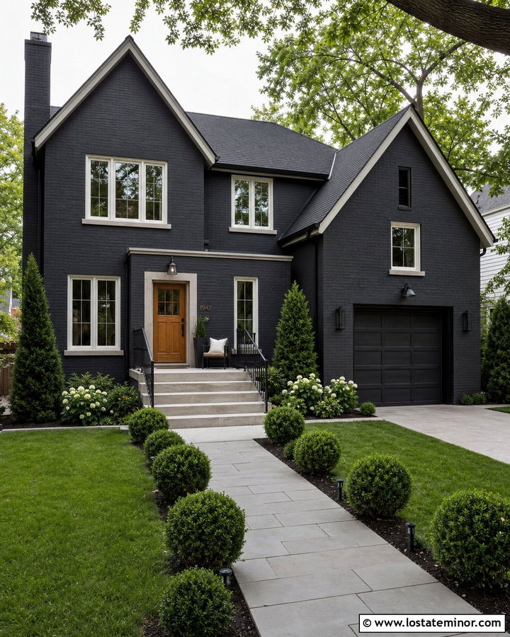 Black Brick House With Steel Railings - 30 Black House Design With Railings Ideas