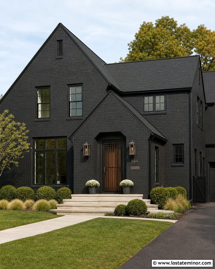 Black Brick House With Steel Screen Door - 30 Black House Design With Screen Door Ideas
