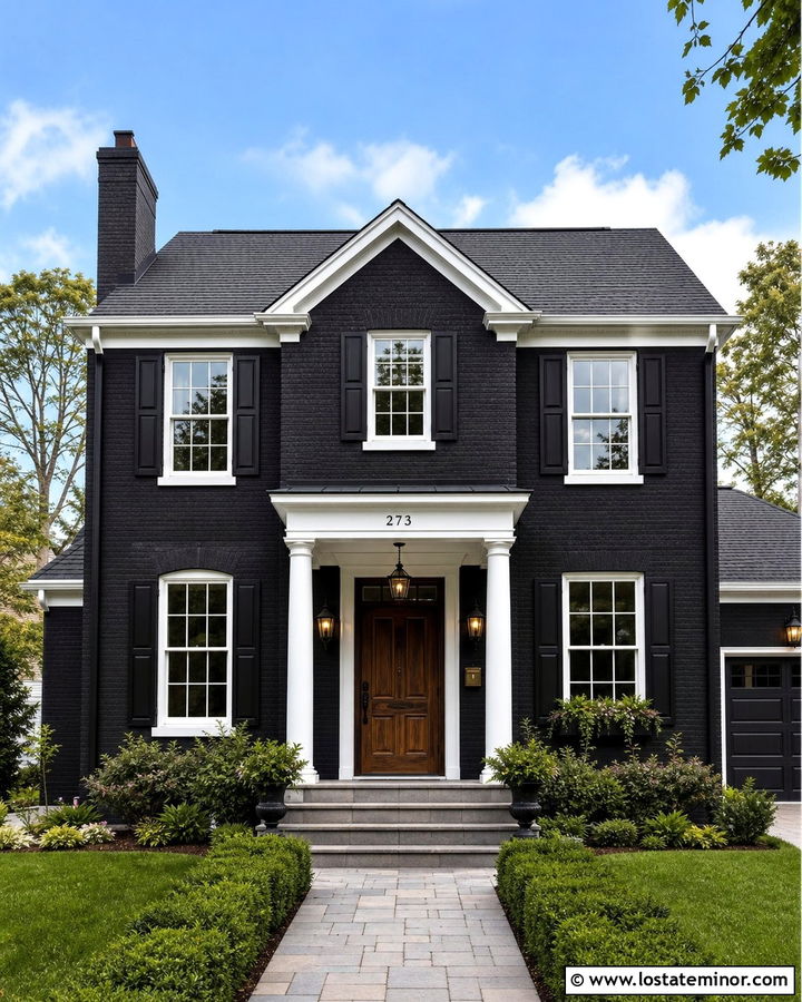 Black Brick House With White Trim - 30 Black House Design With Trim Ideas