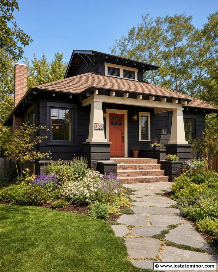 Black Bungalow With Ceramic House Numbers - 30 Black House Design With House Numbers Ideas