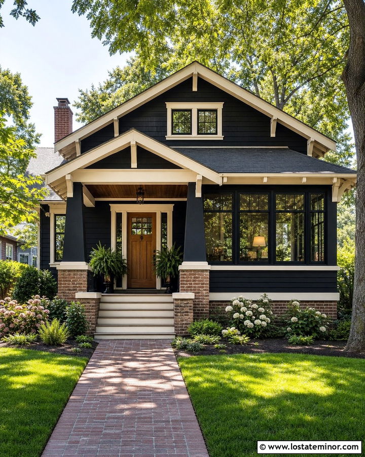 Black Bungalow With Front Sunroom - 30 Black House Design With Sunroom Ideas