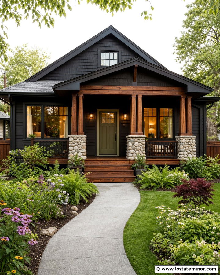 Black Bungalow With Shingle Siding - 30 Black House Design With Shingles Ideas