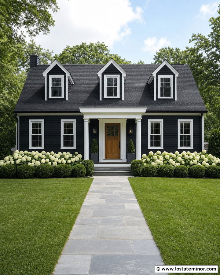 Black Cape Cod House With Gable Dormers - 30 Black House Design With Dormers Ideas