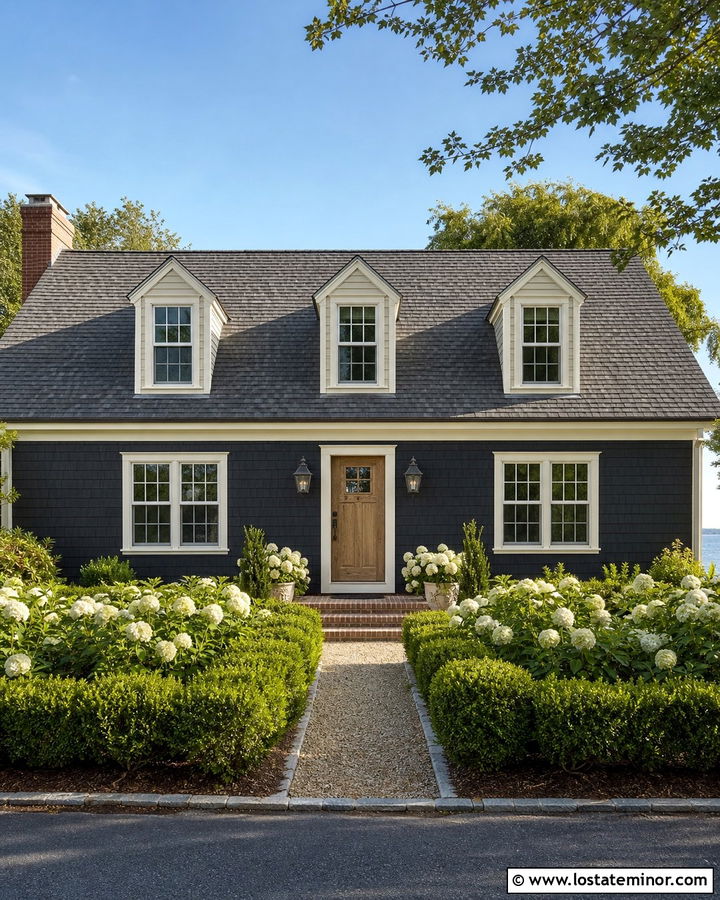 Black Cape Cod House With Gray Roof - 30 Black House Design With Siding Ideas