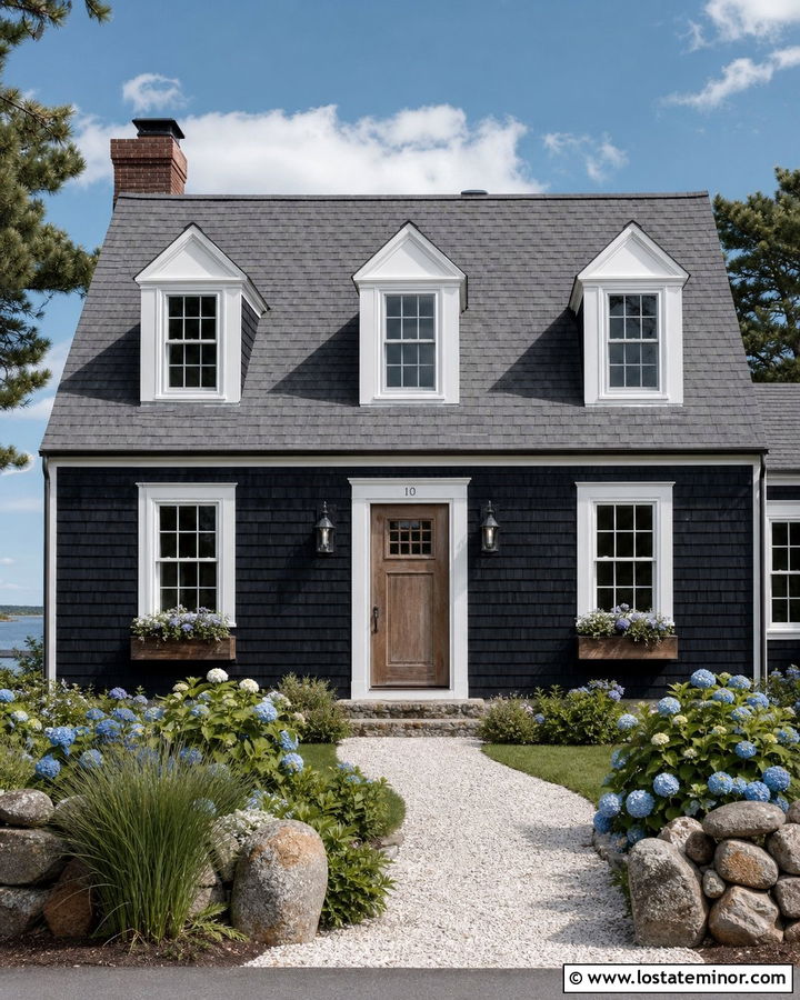 Black Cape Cod With Cedar Shingle Siding - 30 Black House Design With Shingles Ideas