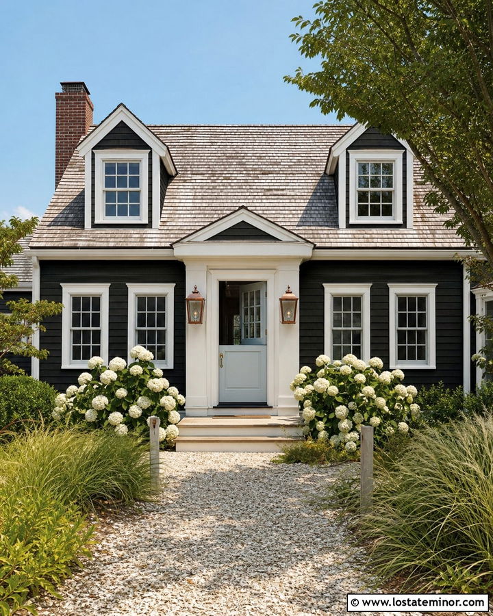 Black Cape Cod With Light Blue Dutch Door - 30 Black House Design With Dutch Door Ideas