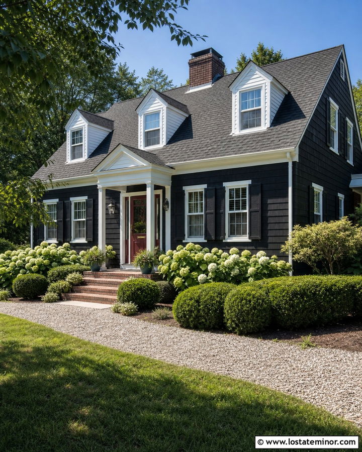 Black Cape Cod With Red Storm Door - 30 Black House Design With Storm Door Ideas
