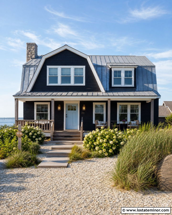 Black Coastal House With Marine Lights - 30 Black House Design With Light Fixtures Ideas