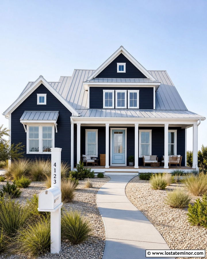 Black Coastal House With White Mailbox - 30 Black House Design With Mailbox Ideas