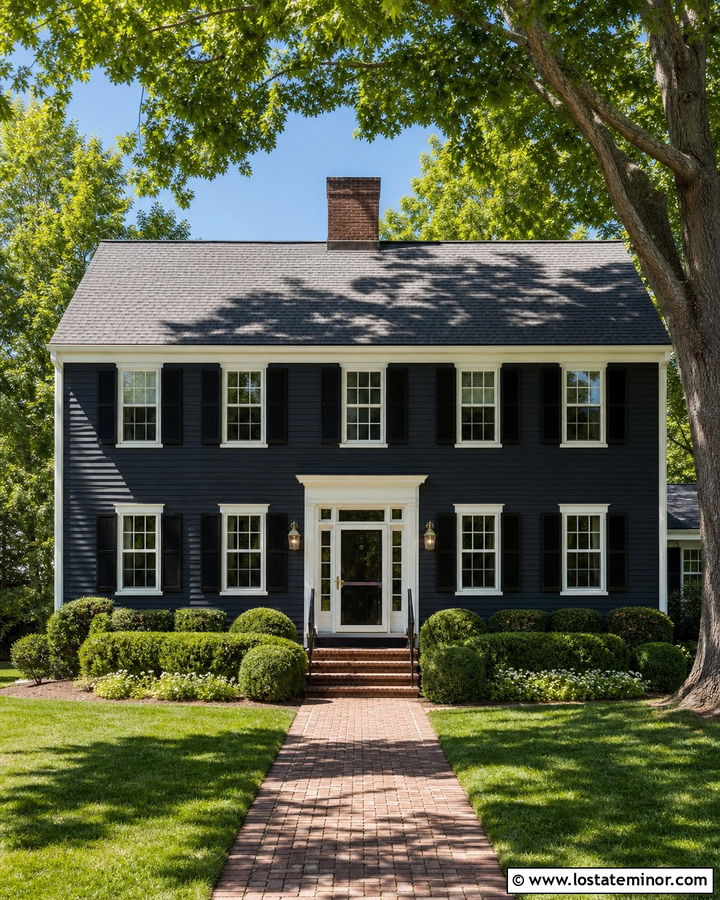 Black Colonial With White Screen Door - 30 Black House Design With Screen Door Ideas