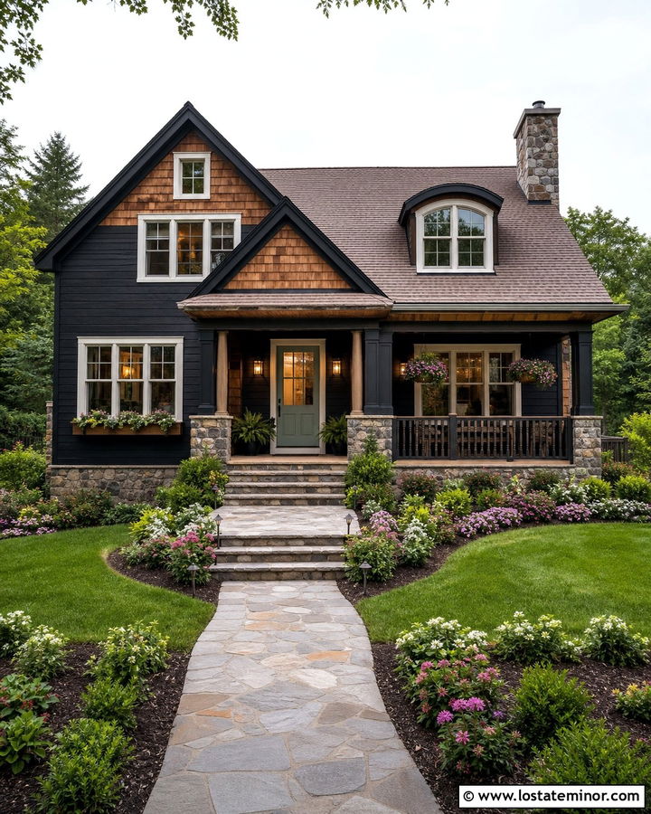 Black Cottage House With Cedar Shake Roofline - 30 Black House Design With Cedar Shake Ideas
