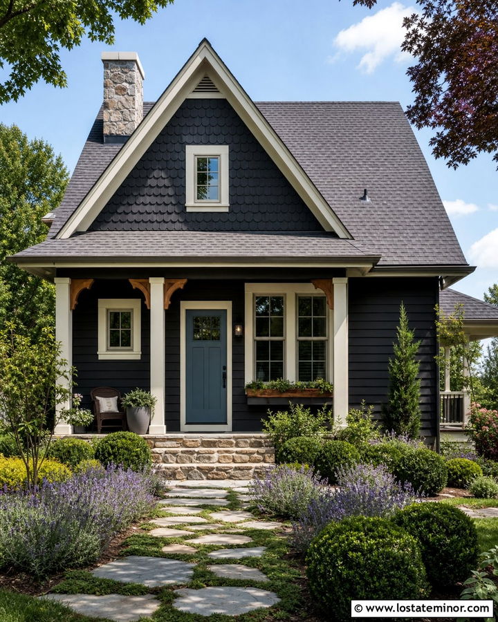 Black Cottage With Scalloped Shingles - 30 Black House Design With Shingles Ideas