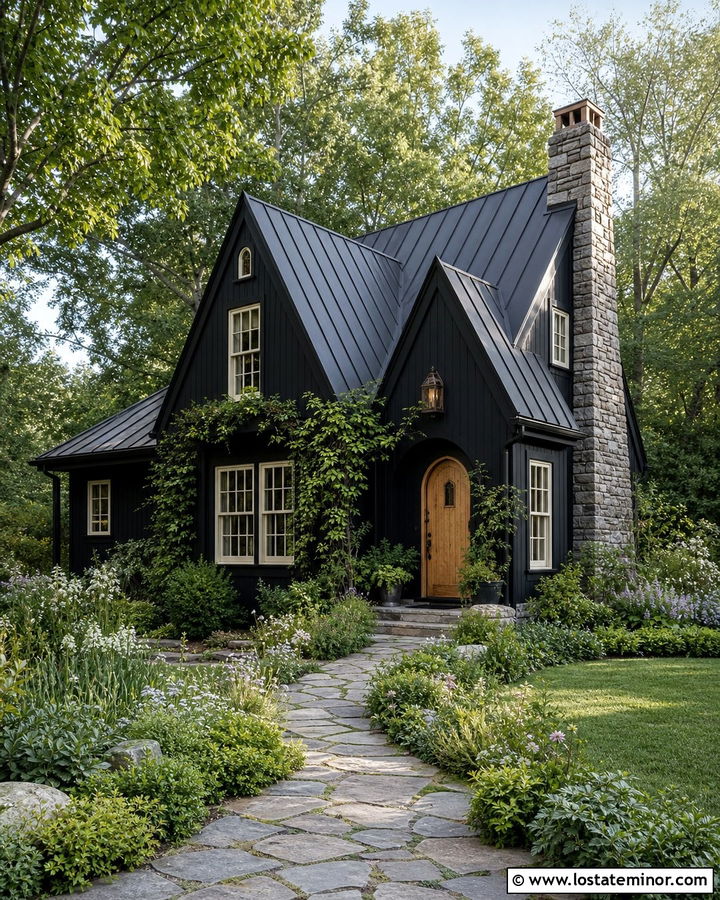 Black Cottage With Steep Gables - 30 Black House Design With Gables Ideas