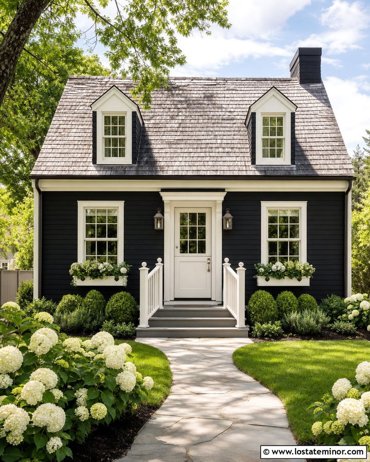 Black Cottage With White Dutch Door - 30 Black House Design With Dutch Door Ideas
