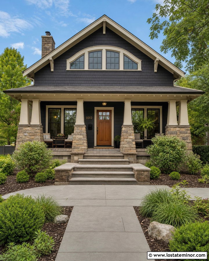 Black Craftsman House With Eyebrow Dormer - 30 Black House Design With Dormers Ideas