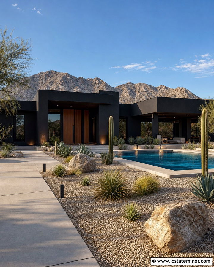 Black Desert House With Pool - 30 Black House Design With Swimming Pool Ideas