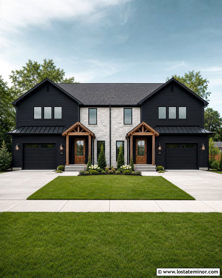 Black Duplex With Matching Shingles - 30 Black House Design With Shingles Ideas