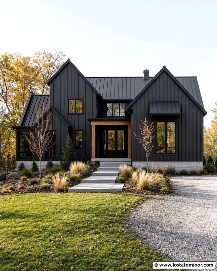 Black Gable House With Metal Roof - 30 Black House Design With Gables Ideas