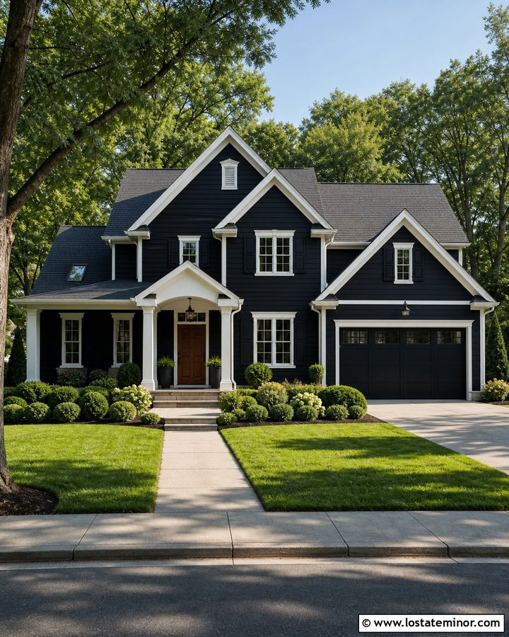 Black Gable House With White Trim - 30 Black House Design With Gables Ideas