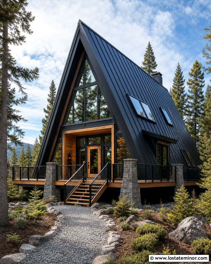 Black House With A Frame Roof - 30 Black House Design With Roof Ideas