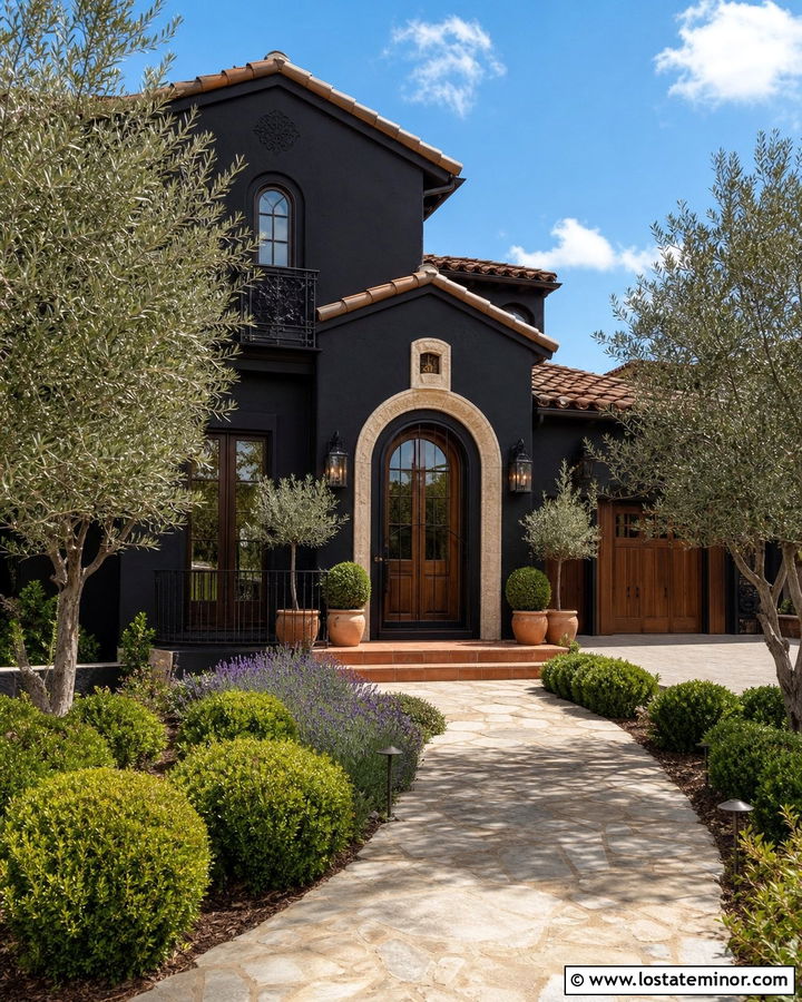 Black House With Arched Storm Door - 30 Black House Design With Storm Door Ideas