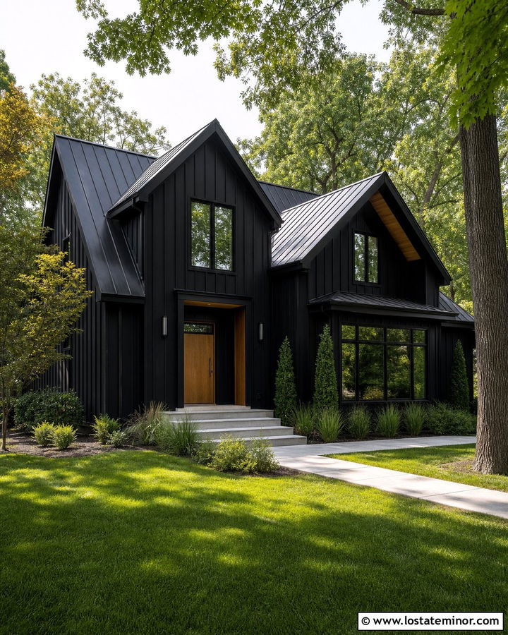 Black House With Black Metal Roof - 30 Black House Design With Roof Ideas