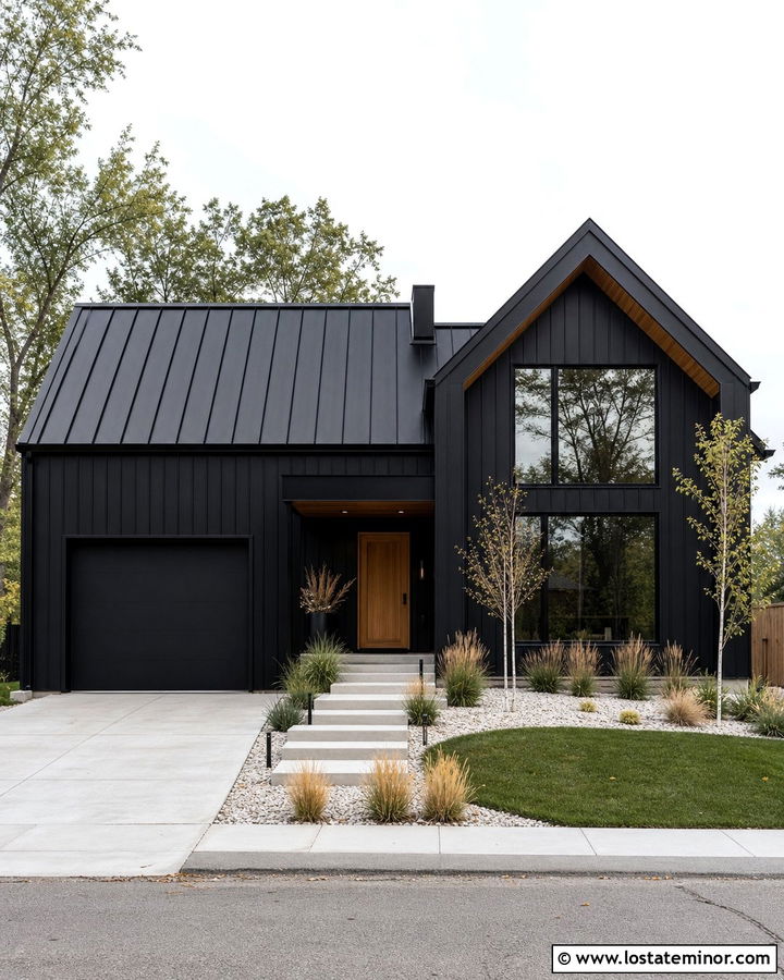Black House With Black Roof And Black Windows - 30 Black House Design With Roof Ideas