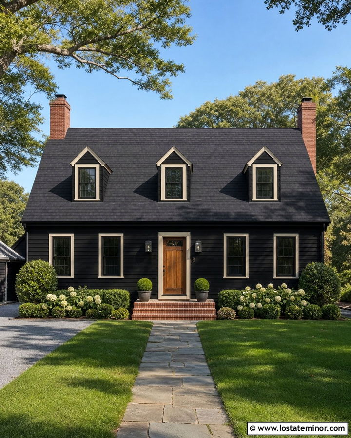 Black House With Black Roof And Dormers - 30 Black House Design With Roof Ideas