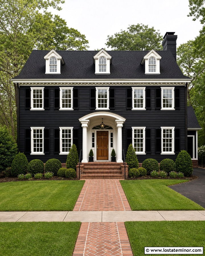 Black House With Black Roof And White Trim - 30 Black House Design With Roof Ideas
