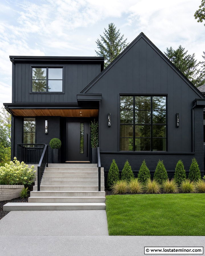 Black House With Black Trim - 30 Black House Design With Trim Ideas