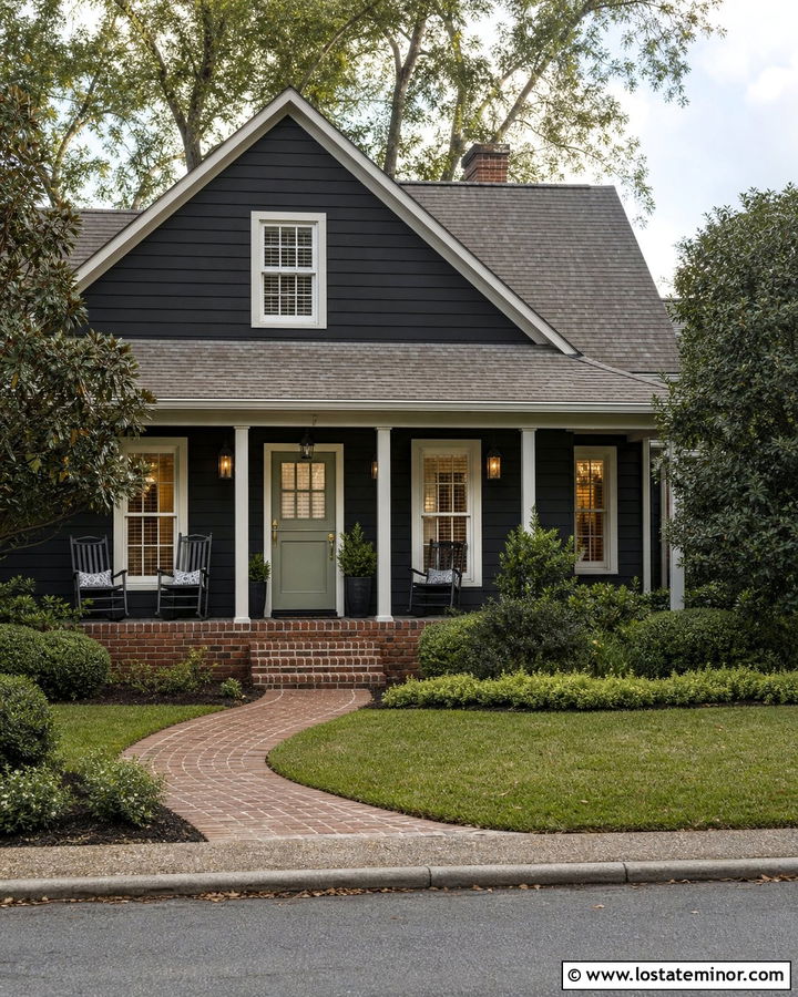Black House With Brick Porch And Dutch Door - 30 Black House Design With Dutch Door Ideas