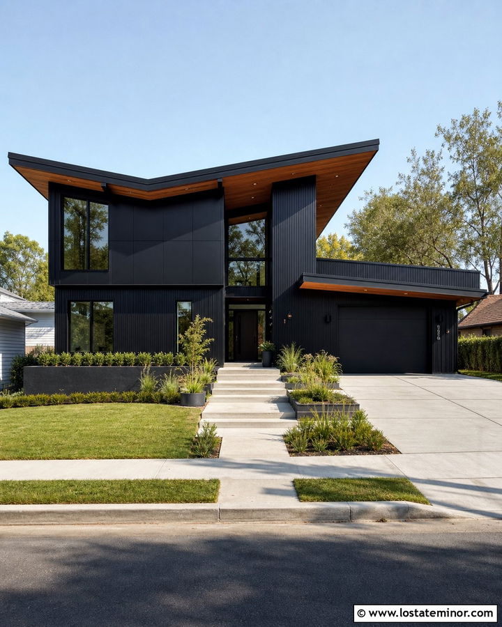 Black House With Butterfly Roof - 30 Black House Design With Roof Ideas