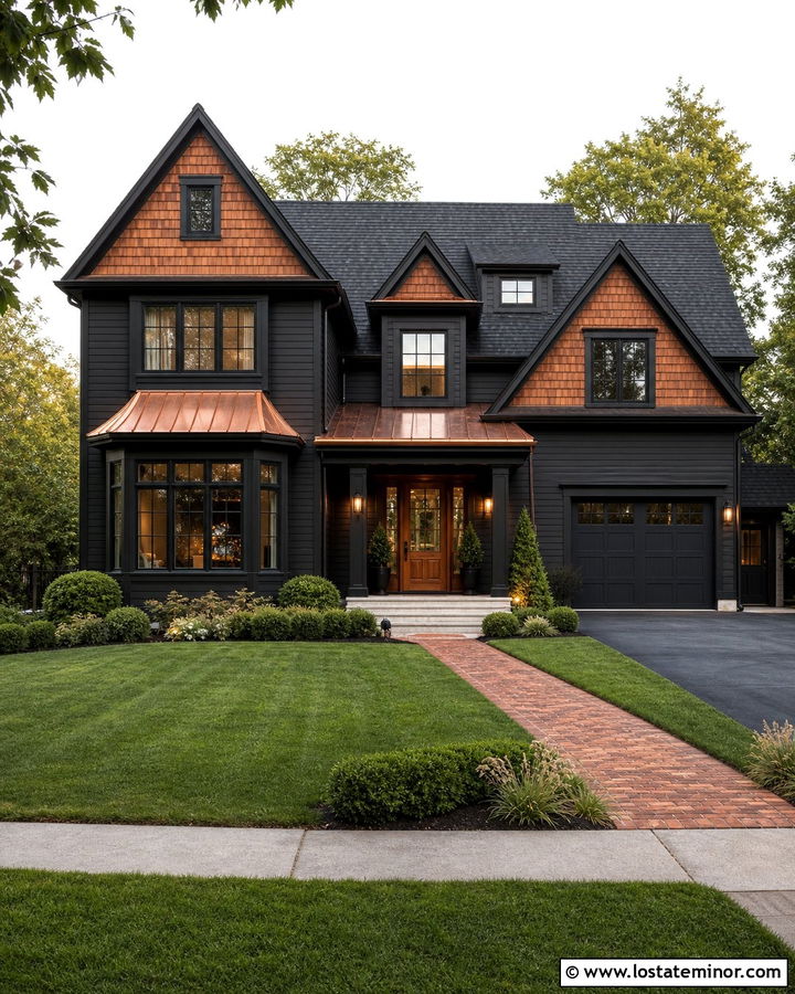 Black House With Cedar Shake And Copper Roof - 30 Black House Design With Cedar Shake Ideas