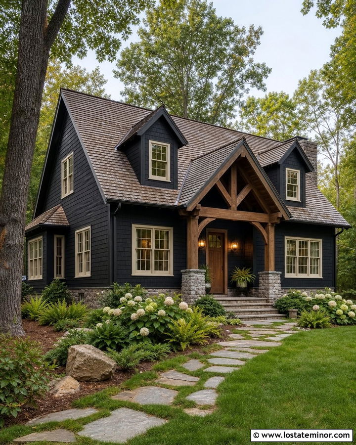 Black House With Cedar Shake Roof - 30 Black House Design With Roof Ideas