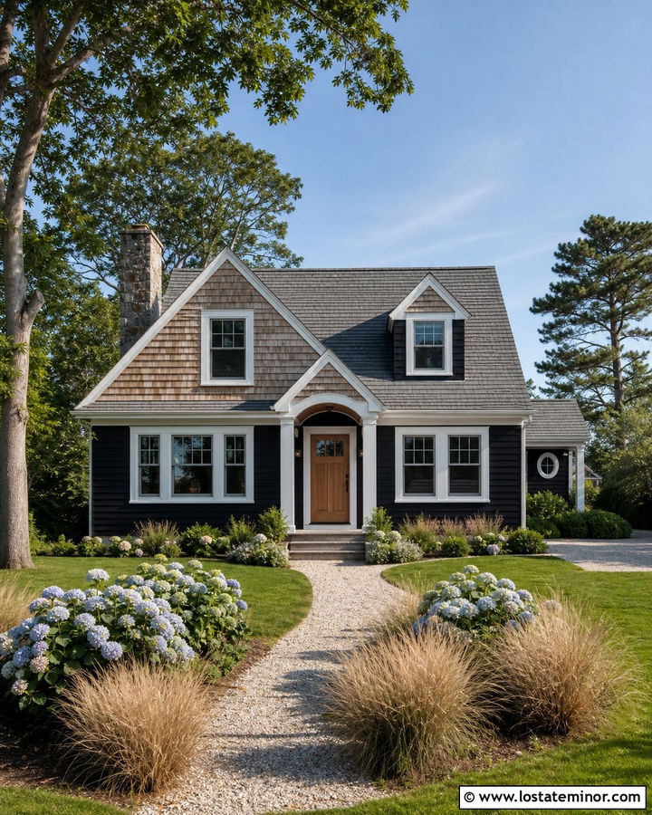 Black House With Cedar Shingle Accents - 30 Black House Design With Accents Ideas